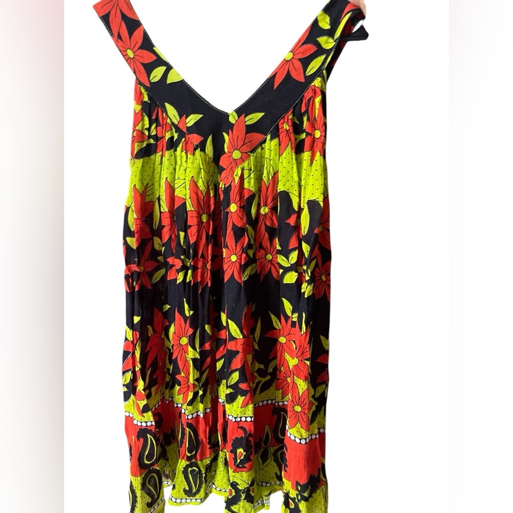 Chaudry Kc India Floral Black and Red Dress
